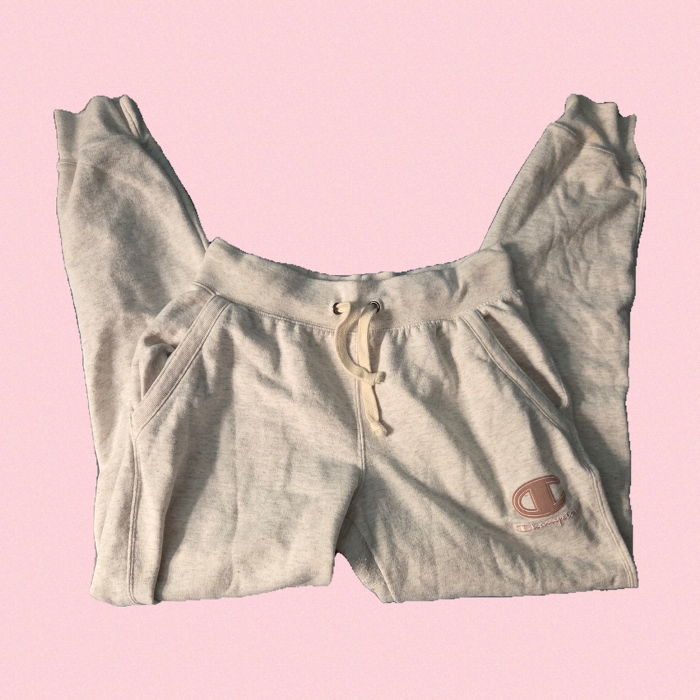 Champion Gray Sweatpants with Elastic Ankles and Drawstring Waist